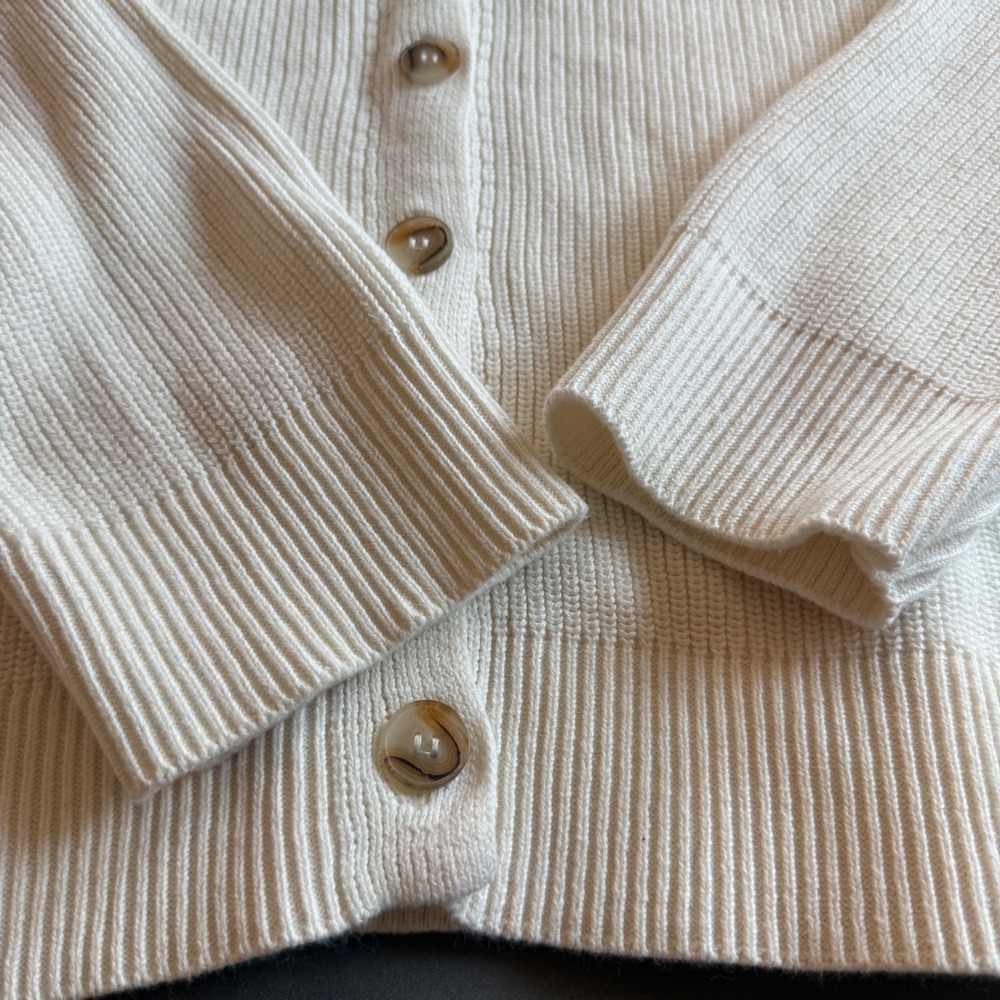 Hudson Los Angeles Ribbed Button Down Cardigan Women XL White - Picture 4 of 7